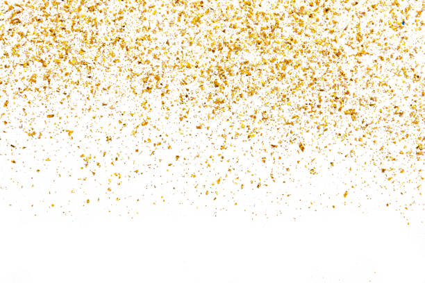 Golden glitter texture on white abstract background