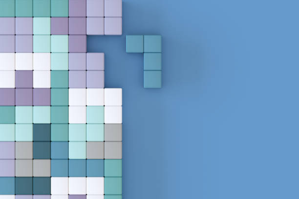 istock 3D Abstract geometric shapes background, logic game 1340100698