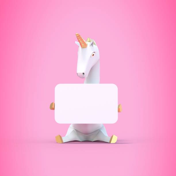 istock sitting unicorn holding a sign on pink background 1340101620