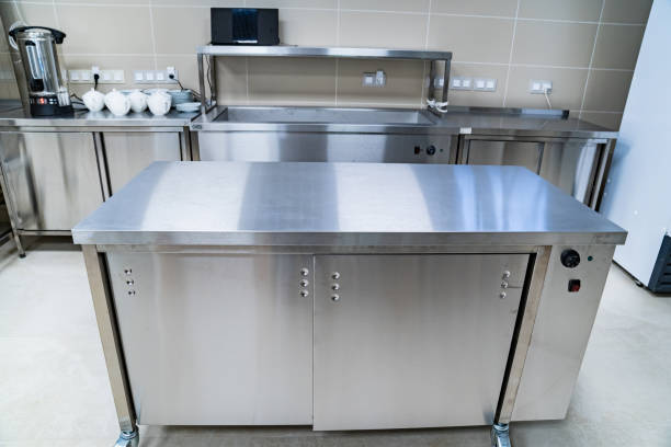 istock Table-compartment stainless steel. equipment for professional kitchen 1340102555