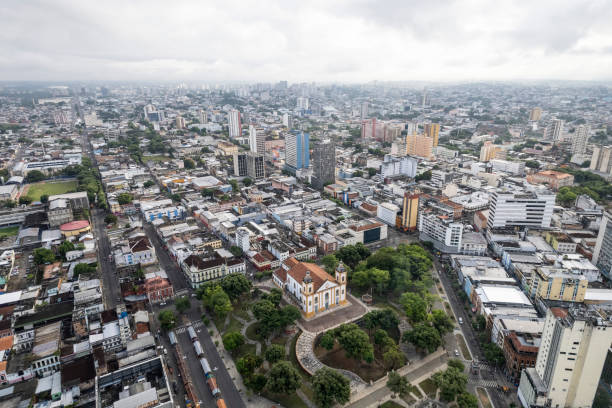 Aerial view of the city of Manaus, central region Aerial view of the city of Manaus, central region and Negro river rio negro brazil stock pictures, royalty-free photos & images