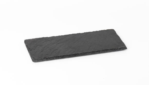 istock rectangular black slate stone board isolated on white background, utensils for serving food 1340107839