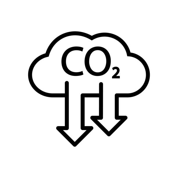 Carbon emissions reduction, icon, vector. Carbon emissions reduction, icon, vector. emission nebula stock illustrations