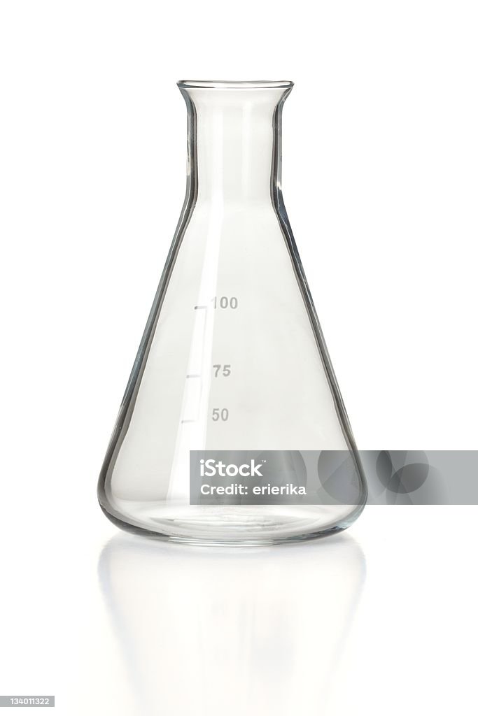 Leere Chemie Erlenmeyer Glaskolben - Lizenzfrei Einzelner Gegenstand Stock-Foto