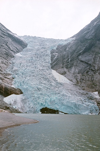 Stryn, Vestland, Norway, 1975. The Briksdalsbreen Glacier in Norway.