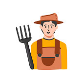 istock Farmer Cartoon Style Icon. Colorful Symbol Vector Illustration 1340118251
