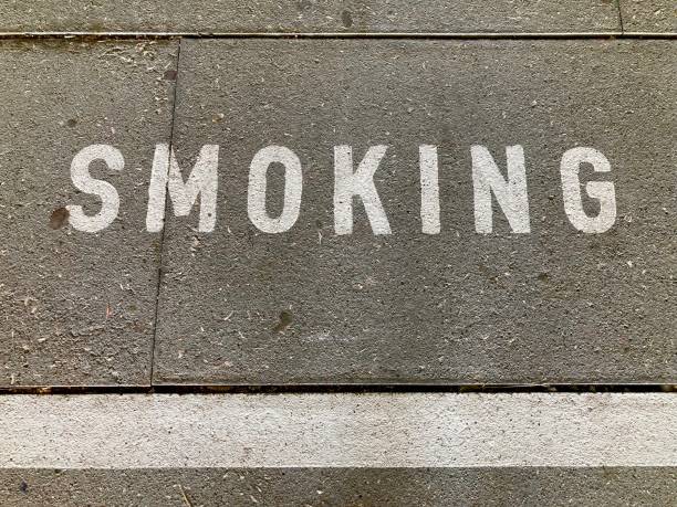istock Smoking inscription on asphalt 1340122365