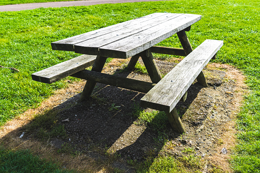 Park bench and table