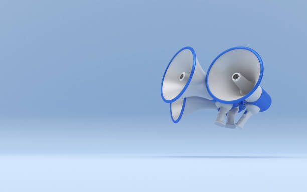istock Megaphones blue white color 1340127925