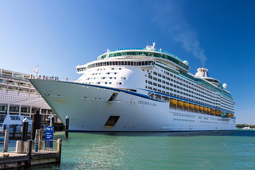 Cozumel, Mexico - May 04, 2022: Royal Caribbean Cruise Line Adventure Of The Seas ship docked at port