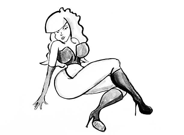 istock Cute ink drawing of woman in a sexy pose 134013448
