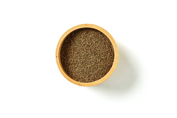 Heap Raw Organic Celery Seeds in a Bowl. Top view