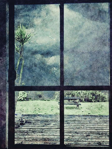 This is my Photographic Image of a Thunder Storm Outside of Window in a Watercolour Effect. Because sometimes you might want a more illustrative image for an organic look.
