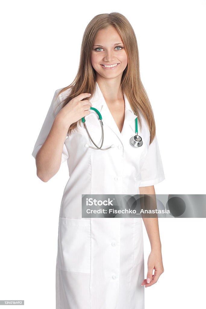 흰색 배경의 웃는 담담의 - 로열티 프리 건강관리와 의술 스톡 사진