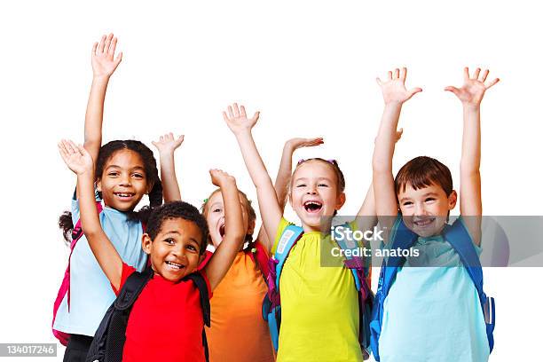 Emotional Friends Stock Photo - Download Image Now - Child, White Background, Happiness