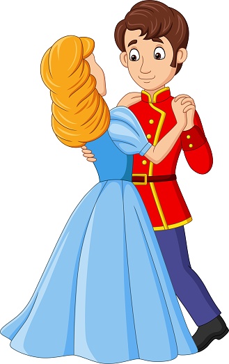Cartoon prince and princess dancing