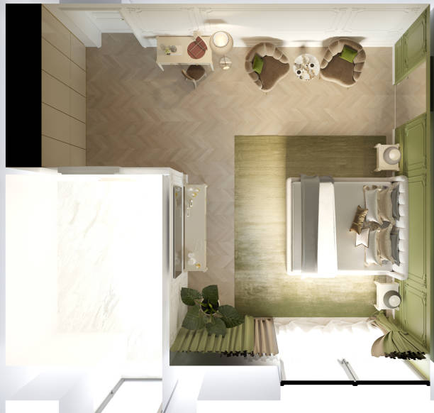 istock visualization of modern residential interior design, 3D illustration, cg render 1340181979