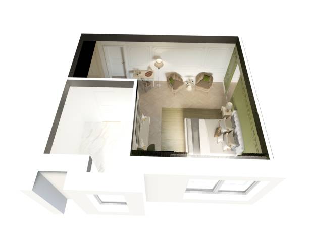 istock visualization of modern residential interior design, 3D illustration, cg render 1340181997