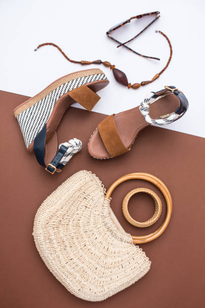 istock Female Summer Personal Accessories in White and Brown Colors 1340182032