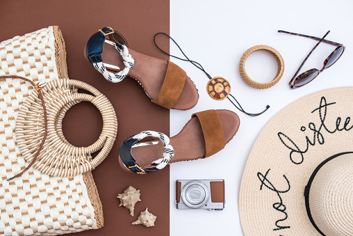 Female Summer Personal Accessories in White and Brown Colors