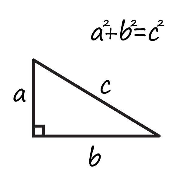 ilustraciones, imágenes clip art, dibujos animados e iconos de stock de teorema de pitágoras sobre fondo blanco. signo de ecuación del teorema de pitágoras. teoría del símbolo de pitágoras. estilo plano. - cosinus