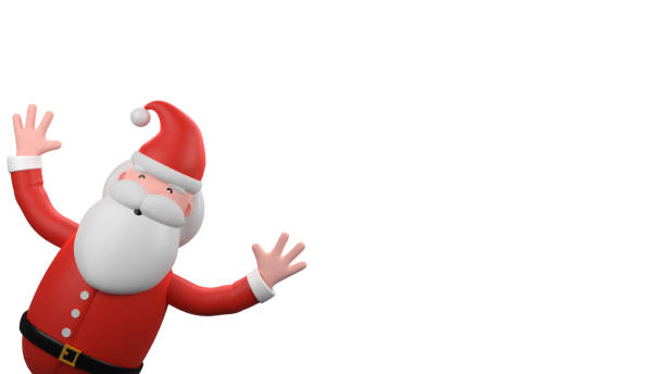 White horizontal banner with happy and cheerful Santa Claus and copy space.