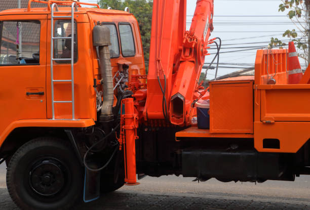 istock Cranes are used to maintain electric towers 1340188532