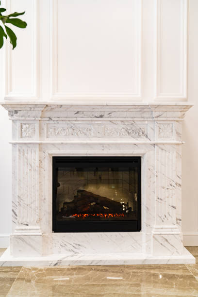 istock white fireplace in a classic interior for home or hotel. 1340188538