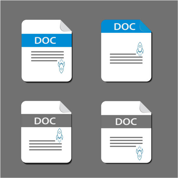 docファイルを使用したフラットデザインは、ドキュメント、アイコン、シンボルセット、ベクトルデザイン要素のイラストをダウンロード - file extension点のイラスト素材／クリップアート素材／マンガ素材／アイコン素材