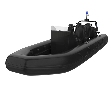 Inflatable Motor Boat isolated on white background. 3D render