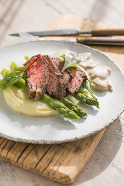 istock Traditional steak and mashed potatoes with blanched asparagus 1340193436