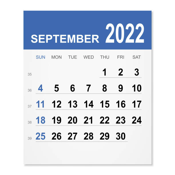 September 2022 Calendar September 2022 calendar isolated on a white background. Need another version, another month, another year... Check my portfolio. Vector Illustration (EPS10, well layered and grouped). Easy to edit, manipulate, resize or colorize. Vector and Jpeg file of different sizes. september calendar stock illustrations
