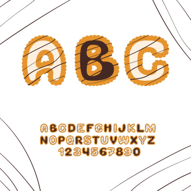 illustrazioni stock, clip art, cartoni animati e icone di tendenza di font per i cookie per bambini. - cookie letter illustrations