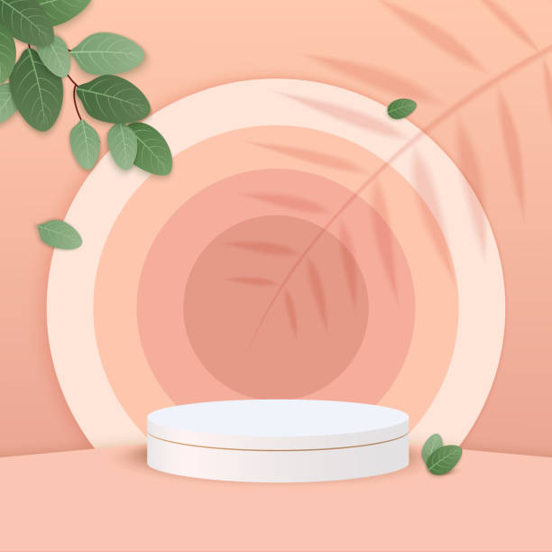 istock 3d podium minimal scene with geometrical product. Background vector 3d cream colors rendering with podium. Abstract background. Scene to show cosmetic products. background 3d podium product render 1340198326
