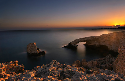 The Love Bridge at sunset near Ayia Napa, Cyprus