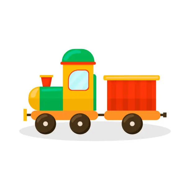 Vector illustration of The locomotive. Children's toy. Icon isolated on white background. For your design