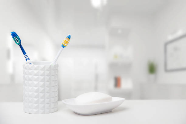 Dental abacus and soap in a soap dish on the table