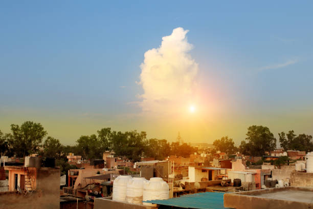 City view during sunset time, Delhi, India.