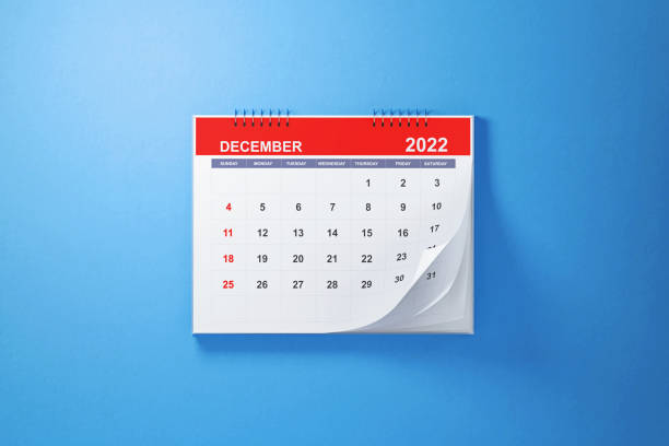 istock 2022 December Calendar On Blue Background 1340214096