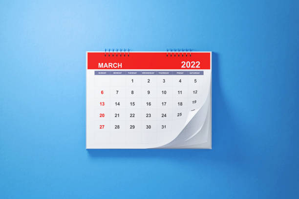 istock 2022 March Calendar On Blue Background 1340214125