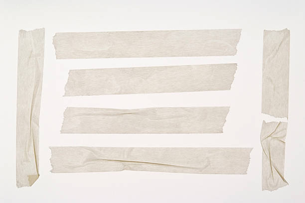 絶縁ショットを隠すテープの接着剤白背景 - duct tape adhesive tape dirty paper ストックフォトと画像