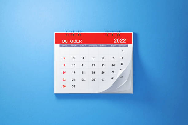 istock 2022 October Calendar On Blue Background 1340214509
