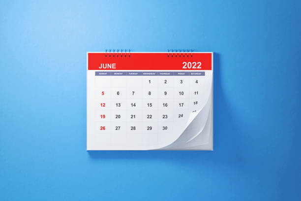 istock 2022 June Calendar On Blue Background 1340215049