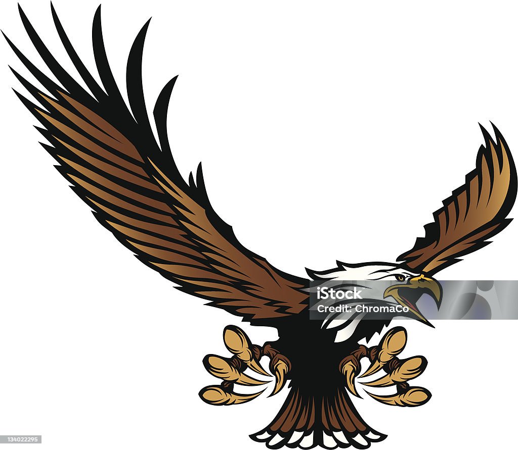 Águia voando com o mascote Talons e asas - Vetor de Agressão royalty-free