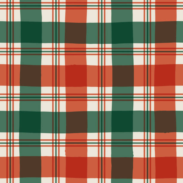 크리스마스 타탄 원활한 패턴. - plaid textile christmas pattern stock illustrations