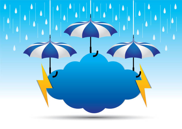 kreatywny wiszący znak monsunowy - thunderstorm lightning storm monsoon stock illustrations