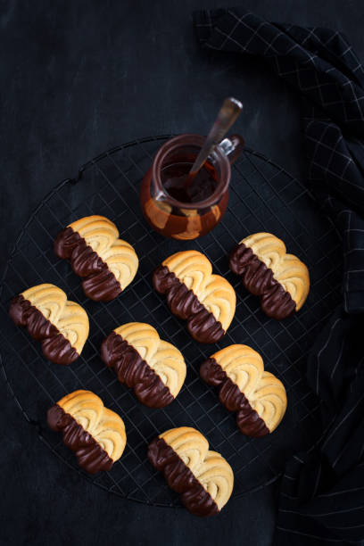 istock Homemade chocolate dipped shortbread cookies 1340225063