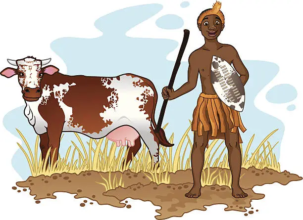 Vector illustration of Zulu herd boy