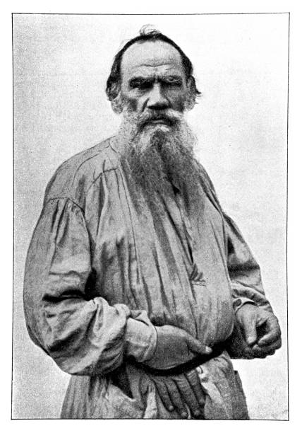 Count Leo Tolstoy (Lev Nikolayevich Tolstoy) in a peasant dress Illustration of a Count Leo Tolstoy (Lev Nikolayevich Tolstoy) in a peasant dress leo tolstoy stock illustrations