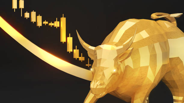 Golden bull and Bullish Chart,Profitability in a Bull Market,Investment and business world. Golden bull and Bullish Chart,Profitability in a Bull Market,Investment and business world,3d rendering stock certificate growth price market stock pictures, royalty-free photos & images